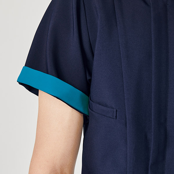 ジップスクラブ] スクラブ・白衣 7023SC レディース ターコイズ×ダーク