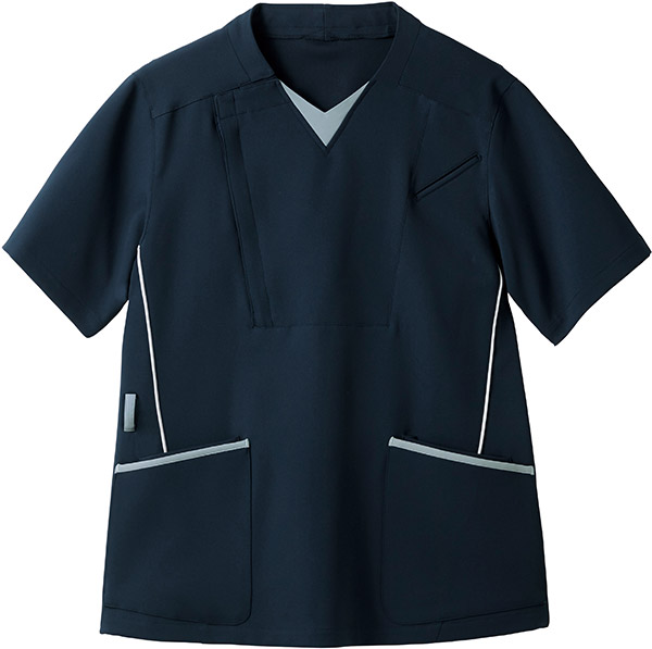 GROWingNURSE】男女兼用スクラブ（ネイビー）【二重織ストレッチツイル