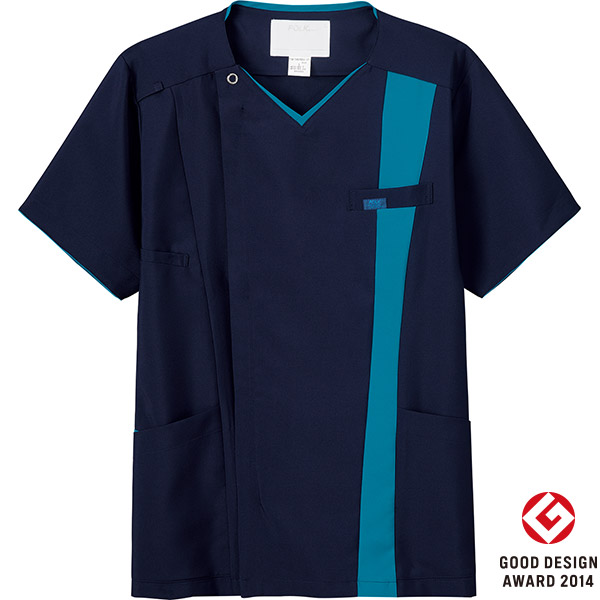 FOLK LL メンズジップスクラブ　ダークネイビー　ポリエステルフォーク5枚 FOLK/フォーク-7058SC-17】メンズジップスクラブ（ダークネイビー