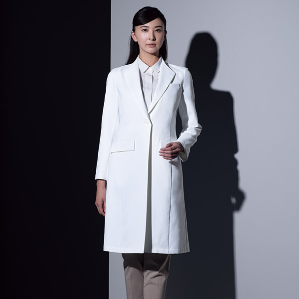 Kazen 株式会社アプロンワールド Kzn409 10 レディースドクターコート ホワイト デルタ 医療白衣ユニフォーム Com