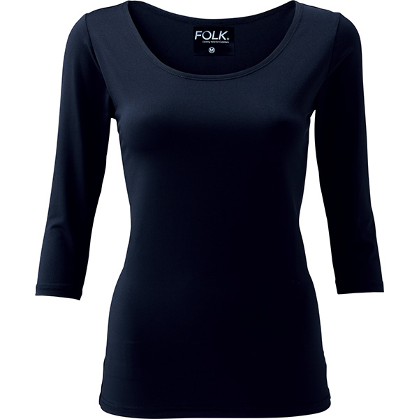 2016年新商品-FOLK/フォークの白衣-9001-9レディーススクラブインナー7.5分袖カットソー