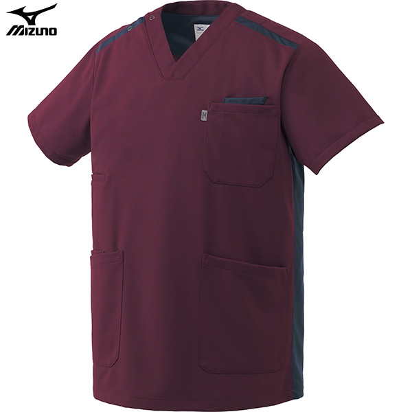 Mizuno-ミズノ-MZ-0240-C29】男女兼用スクラブ（ワイン×ネイビー