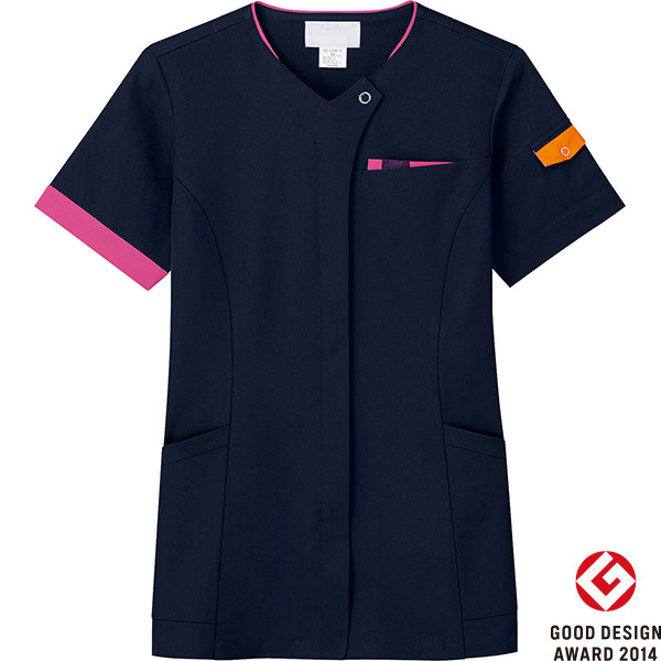 FOLK/フォーク-7088SC-13 男女兼用ジップスクラブ&reg; ダークネイビー&times;フクシャピンク